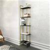 Dmora - Libreria Alnair, Scaffale da ufficio, Mobile portalibri, Biblioteca, 45x22h180 cm, Nero e Oro