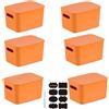 CNKHDZ Set di 6 contenitori con coperchio, contenitori impilabili con coperchio, contenitori in plastica, contenitori per scaffali, cucina, bagno (Arancione, 25.5 * 18 * 15.4cm)