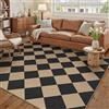 PureCozy Tappeto da Esterno Salotto 140x200cm Lavabile Antiscivolo Tapette Marrone Nero Tappeti Juta Simil Carpet Camera da Letto Giardino Balcone Terrazza Impermeabile Rug