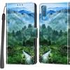 Haninsuze Cover per Samsung Galaxy A7 2018, Custodia Interno TPU Antiurto Portafoglio con Disegni [schede Fessura] [Supporto Stand] Cover Libro in PU Pelle (Foresta)