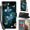 PHINIENLAND Cover per Samsung Galaxy A12 / M12 / F12 Case PU Pelle Custodia [Kickstand] [Chiusura magnetica] [Slot per Schede], Portafoglio Flip Custodia per Samsung A12,Farfalla