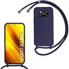 SLWYF Custodia per Xiaomi Poco X3 NFC/Poco X3/Poco X3 Pro Cover con Cordino, Silicone Antiurto TPU Morbido Corda Collana Necklace Regolabile Stylish con Catena Ultra Sottile Cover Case, Blu navy