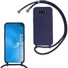 SLWYF Custodia per Samsung Galaxy S10E Cover con Cordino, Silicone Antiurto TPU Morbido Corda Collana Necklace Regolabile Stylish con Catena Ultra Sottile Cover Case, Blu navy