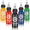 JimKing Set di tatuaggi di colore nero, professionale tribale, outlining, di alta qualità, per tatuaggi - Vegano (1oz), 30 ml, 5 pezzi