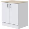 Dmora Mobile per lavello 2 ante Deruta, Base sottolavello, Mobile lavello con ante, Struttura base per lavello, 80x60 h90 cm, Bianco e Rovere