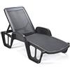 Dmora Lettino Prendisole Milano, Sdraio da Giardino Regolabile con braccioli, Lettino da Esterno, 100% Made in Italy, 192x71h100 cm, Antracite