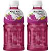 DISTRIBUZIONE 3D Mogu Mogu succo di frutta multi sapore con 25% NATA De Coco, bevanda potenziante energetica, ricca di fibre naturali di frutta, senza conservanti aggiunti e colori, 2x 320ml (2x, Uva)