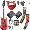 HTTDSLF 11 Pezzi Punk Gothic Rocker Kit, Set di Accessori Anni '70, Punk Rocker Party Kit, Accessori per Costume da Discoteca anni '70 '80 e '90, per Cosplay Feste Look