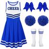LEACOOLKEY Costume da Cheerleader per Ragazze Costume di Halloween Uniforme da Cheerleading Set per Travestimenti Feste Compleanno