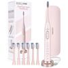 BarberBoss Spazzolino elettrico sonico per adulti, spazzolino ricaricabile rosa con base di ricarica USB, 5 modalità di pulizia × 3 intensità, timer intelligente da 2 minuti, 6 testine, QR-7303