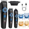 BarberBoss Kit da uomo 3 in 1 per barba e capelli, senza fili, con attacco naso e orecchie, quadrante di lunghezza regolabile, kit per toelettatura da uomo