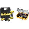 DEWALT DCD710D2-qw Trapano Avvitatore, 2 velocità, 2.0 Ah, con Doppia Batteria in Valigetta, 10.8 V, Giallo/Nero & DT7969-QZ Set Avvitatura Composto da 32 Pezzi Assortiti, Adattatore Magnetico 1/4