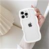 QLTYPRI Custodia per iPhone 16 Pro Cover, iPhone 16 Pro Custodia Trasparente per Ragazze Donne, Silicone Morbido TPU Bordi Curvi Ondulati Antiurto Protettiva Case - Bianco