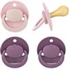 BABY-NOVA babynova Ciuccio Rotondo in Lattice per Neonati da 6 a 24 mesi - Set di 4 Ciucci Rotondi per Capezzoli con Forma di Ciliegia Lattice Gomma Naturale Senza BPA - Rosa & Viola