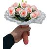 CUPIDO TOYS Bouquet di Rose Rosa per Addio al Nubilato, Mazzo di Fiori Gadget Divertente Gioco Addio al Nubilato per la Sposa, con Tulle e Pizzo Bianco