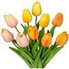 Hollyone 10 tulipani di fiori artificiali, fiori artificiali come veri, fiori di plastica, tulipani, in lattice PU, vero touch, fiori falsi, tulipani, per camera da letto, soggiorno, ufficio, hotel
