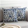 DakTou Federe Cuscini Divano Boho 50x50 Set di 2 Blu Retro Datura Motivo Floreale Fodera per Cuscino Decorativi in Lino Quadrate Copricuscini per Divani Letto Soggiorno Camera Casa