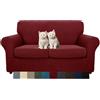 MAXIJIN Copridivano elasticizzato a 2 Posti con 2 Copricuscini, Copridivano antiscivolo a due posti con Copricuscino Separato per animali domestici, cani (2 Posto, Rosso)