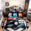 Loussiesd Set di biancheria da letto per bambini con auto della polizia, copripiumino per bambini maschi poliziotto, biancheria da letto veicolo della polizia, decorazione letto singolo auto auto, set