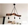 solenzo - Lampadario a sospensione in legno galleggiato, stile marino, rustico rustico chic 3 lampadine (E27) - Fabbricazione francese