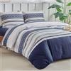 Tokokimo Set di copripiumino matrimoniale Tokokimo 4 pezzi in tessuto scuro blu con lenzuolo con angoli elasticizzati - Morbido set di copripiumino matrimoniale in microfibra (1x copripiumino, 2x federe, 1x