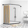 Misounda Asta Tenda Doccia Nero, Bastone Per Tenda da Doccia Angolare in Acciaio Inox Inclusi Anelli, 70x(65-90) x70 cm Supporto Tenda Doccia, Bastone Doccia Angolare per Bagno Spogliatoio