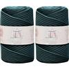 Makromecity, 2 matasse di filo macramè in poliestere da 5 mm x 94,8 m, 5 mm, in polipropilene, verde foresta, macramè, uncinetto, macramè, borse, sottotappe, tappeti