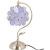 Bieye L31054 - Lampada da tavolo Tiffany in vetro colorato e petali con base in ottone per interni (lilla, 8 fiori di ciliegio)