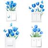 GORGECRAFT 8pz 4 Stili Adesivi Interruttori Tulipani Blu in PVC Decalcomanie Prese di Corrente Motivo A Farfalla con Fiori di Tulipano Adesivi Murali Impermeabili Ufficio Soggiorno Camera da Letto