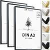 Heimlich® - Cornice per Foto - A3 30x42 cm, Metallo in Alluminio, Nero, Confezione da 3 - Cornici per Documenti Certificati Diplomi con Copertura in Plastica - Esposizione a Parete