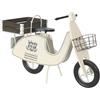 DRW Moto Vintage Fioriera in Metallo con Vassoio in Legno Bianco e Marrone 75x111x46 cm