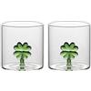 THUN - Set 2 bicchieri in vetro quadrifoglio - Borosilicato - Country Bloom - 300 ml