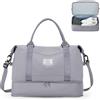 HPLQQ Borsone da Viaggio Donna Bagaglio a Mano Ryanair 40x20x25, Borsa Sportiva Borsone da Palestra con Scomparto per le Scarpe, Borsa da Weekend, Ospedale Parto, Danza,A10-Grigio