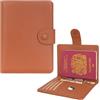 WASON Porta Passaporto in Vera Pelle con RFID, Portafoglio da Viaggio, Scomparti Carte, Tasca Contanti, Portamonete, Slot Tracker, Organizzatore Biglietti Aerei per Uomo e Donna(Bruin)