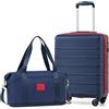 COOLIFE Ryanair Valigia Bagaglio a mano,Valigie,Trolley,Valigia da cabina 55×35×20,Chiusura a combinazione laterale con TSA (Bianco/Marrone, 55×35×20) (Blu/Rosso, 55×40×20 -Set 2pzs)