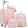 COOLIFE Set di bagagli per bambini, 5 pezzi, 16 pollici, bagaglio a mano, guscio rigido, spinner, bagagli per bambini, bagaglio da viaggio, per ragazze e ragazzi, zebra, Koffer-Set 5-tlg, Set di