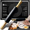 Retoo Tappetino da forno in silicone con mattarello, 60 x 40 cm, antiscivolo, antiaderente