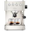 Solis Barista Gran Gusto Macchina per caffè espresso con serbatoio dell'acqua rimovibile, macchina semiautomatica con filtro professionale da 58 mm, funzione acqua calda e vapore, acciaio inossidabile