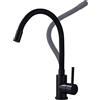 Fandipitous Rubinetto da cucina con beccuccio flessibile, rubinetto da cucina nero, miscelatore da cucina girevole a 360°, in acciaio inox, con aeratore a risparmio d'acqua