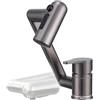 Yalsfowe Rubinetto da cucina con finestra interna - Rubinetto miscelatore pieghevole con rotazione di 1080°, 3 modalità di erogazione, acciaio inox, per lavello da cucina e bagno,Gun grey