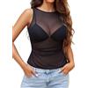 Avidlove Crop Top Donna Maglietta Intima Sexy in Rete Nero S