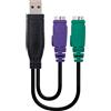 Blendend Adattatore di connessione convertitore PS/2(tastiera+ratone)-USB 2xPS/2 maschio a USB-A maschio, lunghezza 15 cm. Ideale per collegare dispositivi PS/2 a porte USB.