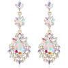 EVER FAITH Orecchini per la festa di nozze per le spose, Iridescente Trasparente AB Strass Statement Leaf Pendente a goccia per le donne