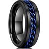 Kingwill King will Intertwine anelli in acciaio INOX 8 mm per gli uomini Center Chain spinner anello, misura 7 - 14 e Acciaio inossidabile, 25, cod. KW-SM101-11