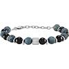 Breil, Collezione Fusion, Bracciale Uomo, con Sfere in Pietre Naturali ed Elementi in Acciaio Lavorato, Chiusura a Moschettone, Lunghezza Regolabile fino a 22 cm, Idea Regalo Uomo
