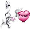MSPOVOF Rosa 2026 Laurea 2 pezzi/confezione A Charm Compatibilità Bracciale Collana Donna Gioielli Regalo