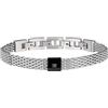 Breil, Collezione Black Diamond, Bracciale Uomo in Acciaio Colorato, con Diamante Naturale, Pratica Chiusura a Moschettone, Idee Regalo Uomo, Lunghezza Regolabile 17.5-22 cm, Silver-Black