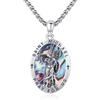 ZIPPICE Collana in Argento Sterling 925 con Santo Patrono | Collana Amuleto | Collana Crocifisso Gioielli per Uomo Donna con Catena in Acciaio Inox, 26mm x 19mm, Argento sterling, Abalone