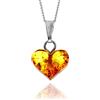 SilverAmber Jewellery UK - Ciondolo a forma di cuore intagliato in vera ambra baltica su una delicata collana barbazzale in argento Sterling 925 da 0,7 mm, 20 inch, Argento Acciaio inossidabile, Ambra