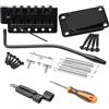 Unxuey Kit per chitarra elettrica a tremolo, 6 corde, sistema a ponte a ponte con piastra per il collo rinforza la scheda per sostituzione della chitarra Fender Strat, nero